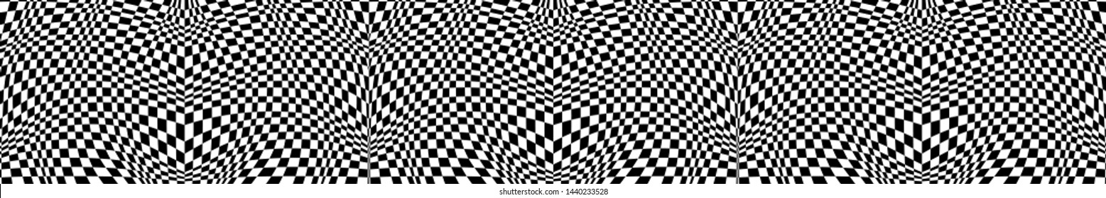 Abstract Black and White Geometric Pattern with Squares. Contrasty Optical Psychedelic Illusion. Chessboard Wicker Texture. Vector. 3D Illustration