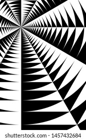 Abstract Black and White Geometric Pattern with Circles. Spiral Optical Psychedelic Illusion. Striped Wicker Texture. Vector. 3D Illustration
