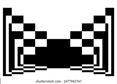 Abstract Black and White Geometric Pattern with Squares. Contrasty Optical Psychedelic Illusion. Checkered Flag for Game. Vector. 3D Illustration