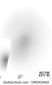 Abstract Black and White Geometric Pattern with Waves. Striped Spiral Texture. Hypnotic Psychedelic Illusion. Vector.3D Illustration