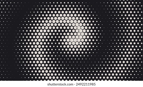 Patrón geométrico Abstractas en blanco y negro con hexágonos. Vórtice Espiral Dinámico en Cuadrícula Hexagonal. Abstractas fondo tecnológico. Ilustración vectorial. Patrón hexagonal de múltiples escalas.