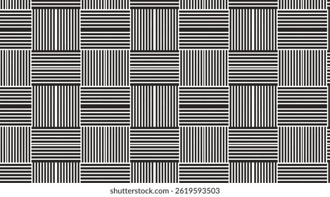Abstract Black and White Geometric Pattern with Intersecting Vertical and Horizontal Stripes