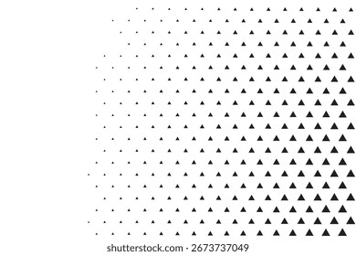Abstract black and white geometric pattern with a gradient of circles and triangles, creating a digital, futuristic aesthetic.