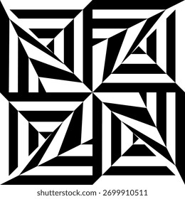 Padrão geométrico preto e branco abstrato com ilusão ótica
