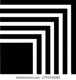 Abstract black and white geometric pattern with layered rectangular shapes forming a mazelike design