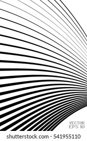Abstract Black and White Geometric Pattern with Waves. Striped Structural Texture. Vector Illustration