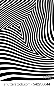 Abstract Black and White Geometric Pattern with Triangular Waves. Striped Structural Texture. Vector Illustration
