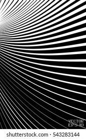 Abstract Black and White Geometric Pattern with Waves. Striped Structural Texture Checkered. Vector Illustration