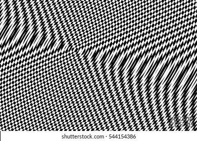 Abstract Black and White Geometric Pattern with Waves. Striped Structural Texture Checkered. Vector Illustration
