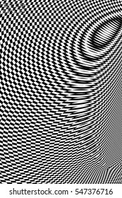 Abstract Black and White Geometric Pattern with Waves. Striped Structural Texture Checkered. Vector Illustration