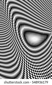 Abstract Black and White Geometric Pattern with Waves. Striped Structural Texture Checkered. Vector Illustration