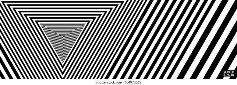 Abstract Black and White Geometric Pattern with Triangles. Psychedelic Structural Texture of Artwork. Vector Illustration