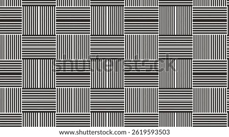 Abstract Black and White Geometric Pattern with Intersecting Vertical and Horizontal Stripes