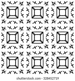 Abstract black and white geometric seamless pattern. 