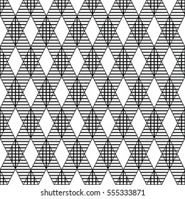 Abstract black and white geometric seamless pattern.