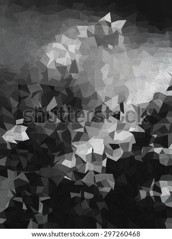 Abstract black and white geometric shape with gray grudge texture