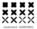  Abstract Black and White Geometric Shapes A Collection of 12 Unique Cross-like Designs for Digital Art, Prints, and Branding