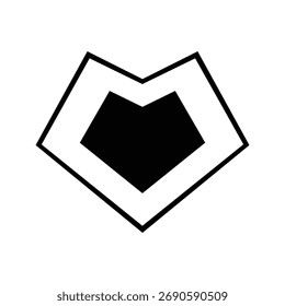 Abstractas icono de escudo geométrico en blanco y negro