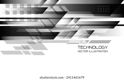 Abstract black white geometric speed technology futuristic design background vector illustration.	