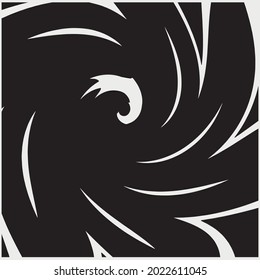 Abstract black and white geometric Spiral 
 lines design on white background