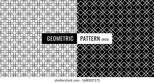 Abstract black and white geometric square border pattern background. Vector illustration
