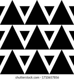 Abstrakte geometrische Dreiecke aus Schwarz und Weiß.Nahtloses Muster. Vektorillustration, Hintergrund.