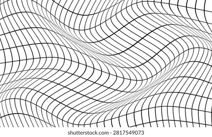 Abstract Black and White Geometric Wave Line Pattern Background with Spiral Circles, Metallic Texture and Digital Vector Design for Modern Wallpaper and Technology Backdrop