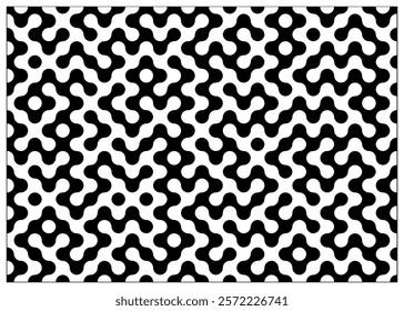 Abstract black and white geometrical design featuring symmetrical shapes and intricate patterns, evoking a sense of structure and modern stylization in an artistic composition.