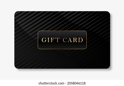 Abstract black and white gift card template with stripes isolated on white backdrop.