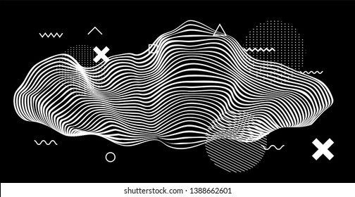 Abstract black and white glitched generative art background with geometric composition. Conceptual illustration of high-tech/ cyberpunk technologies of future/ virtual reality.
