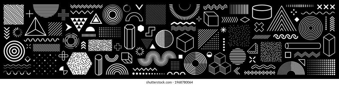 Abstract black and white glitched generative art background with neo-memphis geometric composition. Conceptual illustration of high-tech cyberpunk technologies of future  virtual reality