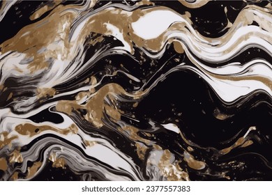 Abstract black, white, gold background. 