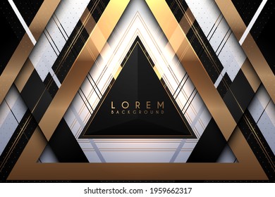Abstract black white and gold triangle shapes background