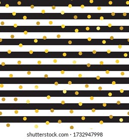 Abstract  black and white with golden dots seamless pattern. Modern art banner. Vector seamless texture. 