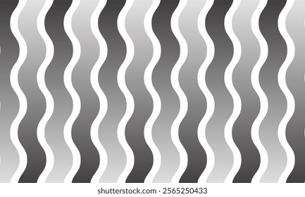 abstract black white gradient bold line smooth wave pattern suitable for background.