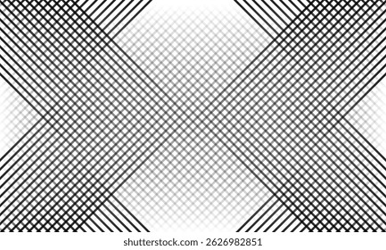 abstract black white gradient diagonal line cross pattern.
