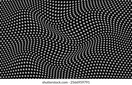 abstract black white gradient dot wave pattern on dark suitable for background.