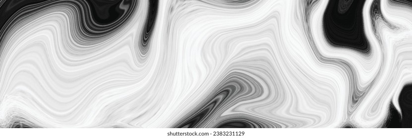 Abstract black and white gradient liquid marble texture vector background.