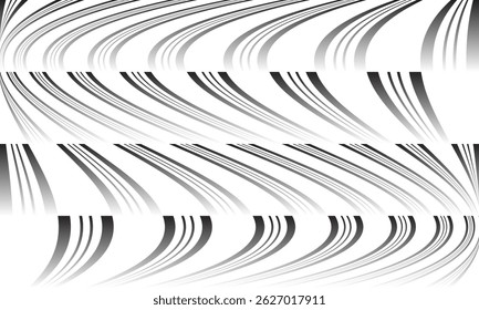 Gradiente blanco negro abstracto opuesto a la línea de repetición patrón ondulado.