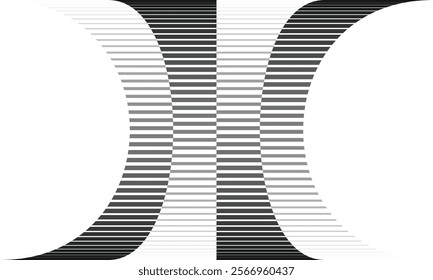 abstract black white gradient style irregular opposite bulge line pattern suitable for background.