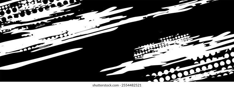 Abstract black and white graphic design.