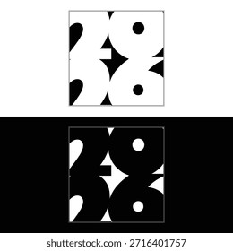 Abstractas Diseño gráfico blanco y negro con los números 2 y 8