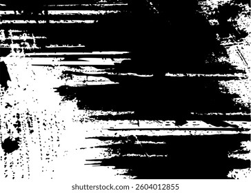Abstract black and white graphic texture, rough hand-drawn brush strokes vector background, hand-drawn rough brush marks texture, messy splatter ink dots for modern design, poster