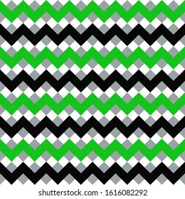 Abstract black white green geometric zigzag texture. Vector illustration.