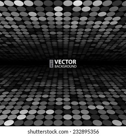 Abstract black, white and grey disco circles background. RGB EPS 10 vector illustration