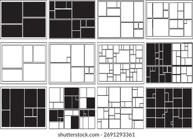 Diseño Abstractas de cuadrícula en blanco y negro con líneas y Formas limpias