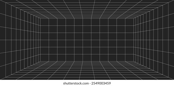 linhas de grade em branco preto abstrato. plano de fundo da textura do retângulo de perspectiva. Padrão de wireframe 3d. conceito arquitetônico.