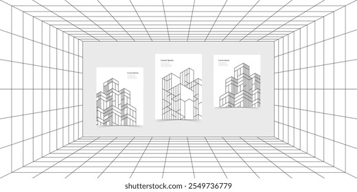 abstrato preto branco linhas de grade. perspectiva construções textura fundo. Padrão de wireframe 3d. conceito arquitetônico.