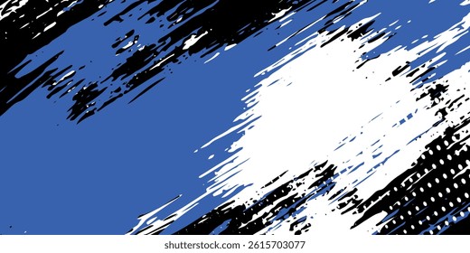 abstract black and white grunge background with splashes and halftone effects.