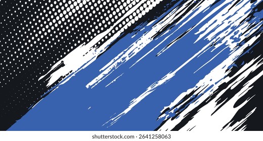 abstract black and white grunge background with splashes and halftone